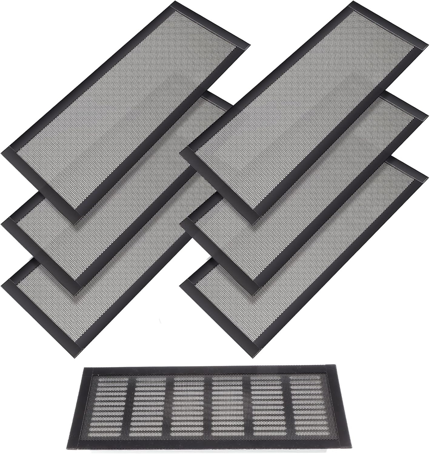 Registers, Grilles & Vents - Floor Vent Covers Rectangle Air Vent Screen Cover Magnetic PVC Vent Mesh Floor Register Cover Plastic Vent Screen for Wall Ceiling Floor Catch Debris Hair Insect, Black (6 Pieces,4 x 10 Inch)
