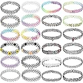 BodyJ4You 24PC Tattoo Choker Necklace - 90s Choker Necklaces Y2K Fashion Trendy Vintage - Daisy Flower Charm Colorful Rainbow Black Goth Pendant - Stretchy Elastic Necklace Summer Gift Set