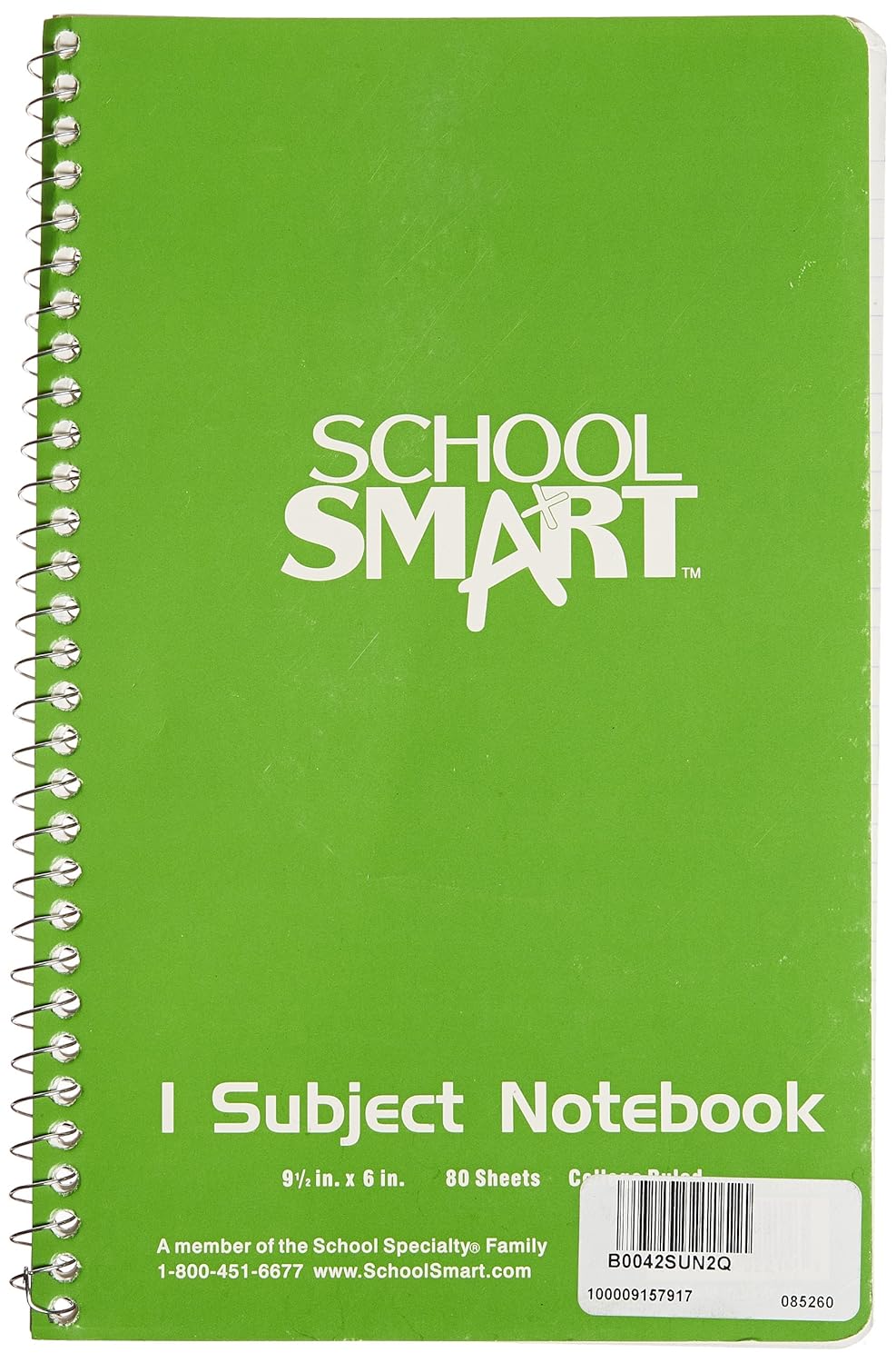 School Smart Spiral NonPerforated 1 Subject College Ruled
