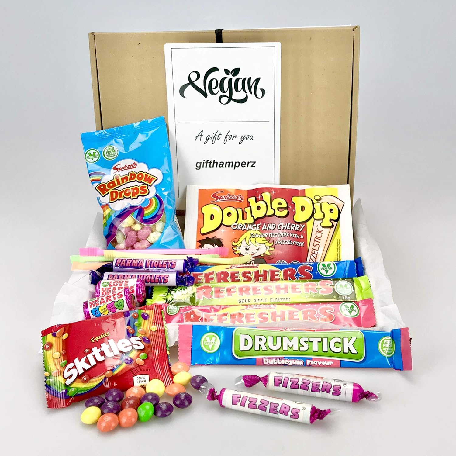Caja de regalo con diseño retro vegano, tamaño grande: Amazon.es: Alimentación y bebidas