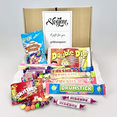 Caja de regalo con diseño retro vegano, tamaño grande: Amazon.es: Alimentación y bebidas