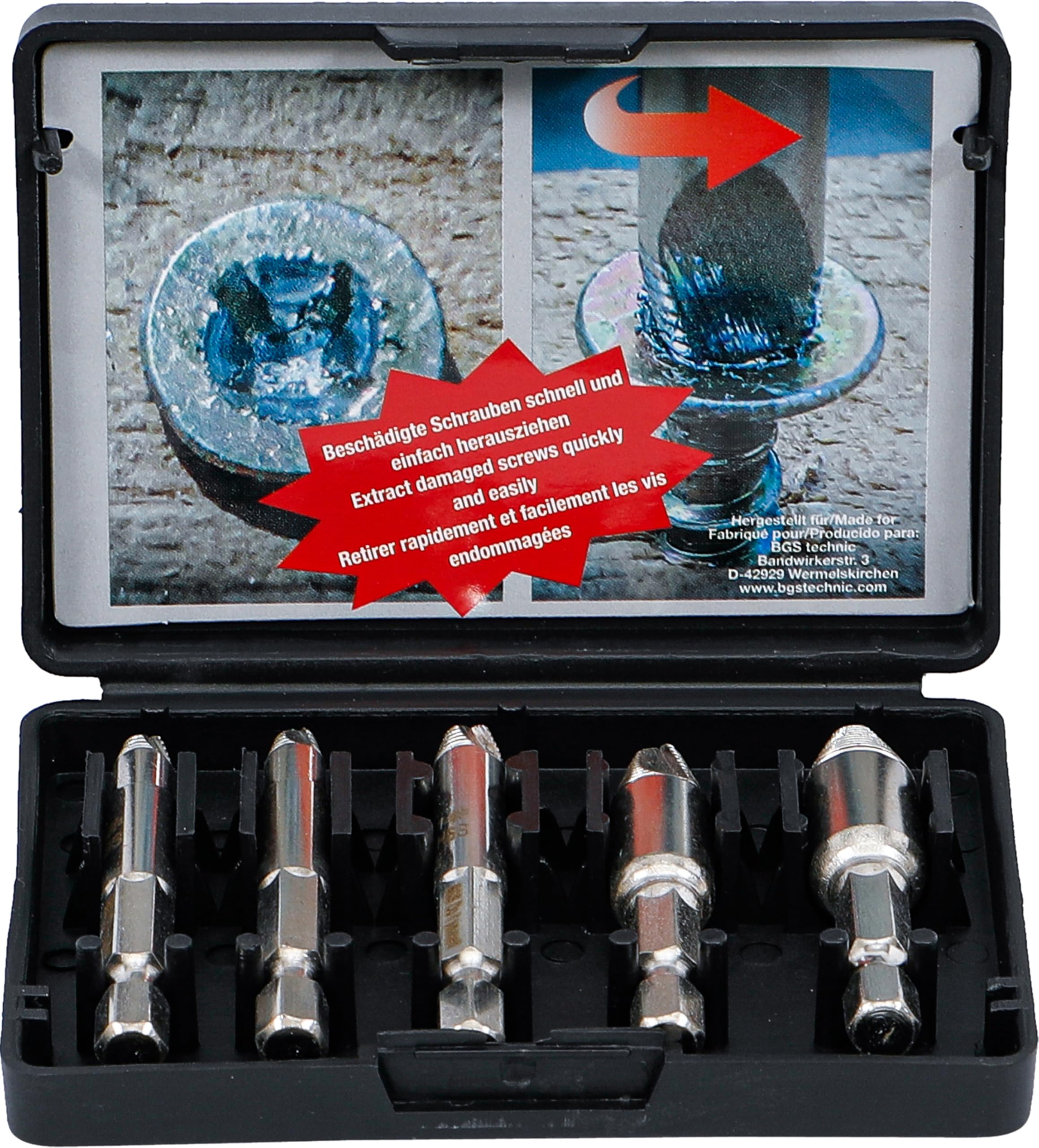 BGS Diy 50410 | Screw Extractor Set | #0-#3 | 5 pcs.