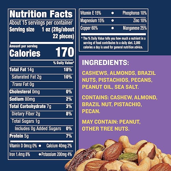 PLANTERS DELUXE SALTED MIXED NUTS, PARTY SNACKS, PLANT-BASED PROTEIN 15.25OZ (1 CANISTER)