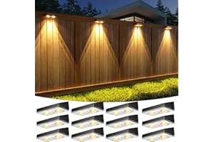 APONUO Solar Fence Lights Outdoor Waterproof, Fence Lights Solar Powered, Warm White Solar Light for Fences, Backyard, Patio, Wall, Deck, Yard (12 Pack, Black)