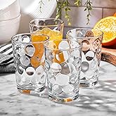 Home Essentials Drinking Glasses Set of 10 Juice Glass Cups, 7 oz Glassware, Inner Circular Lensed Small Glasses. Ideal for Juice, Milk, Water; Dishwasher Safe.
