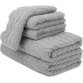 Alusa Home Ultra Soft & Stylish 700 GSM Luxury Bath Towels - 100% Zero-Twist, Long-Staple Cotton - Remarkably Absorbent & Quick Drying - 6 Piece Towel Set (Pewter Grey)