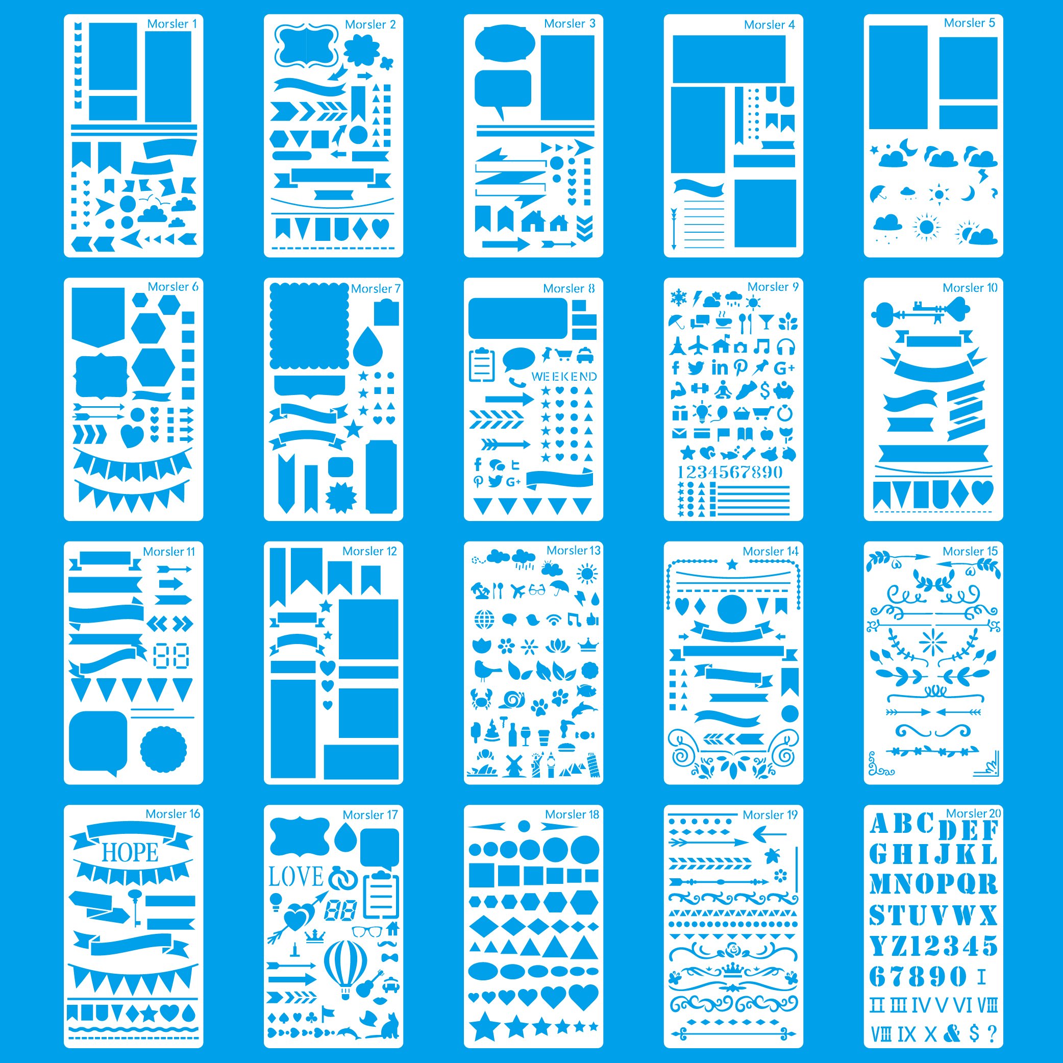 MORSLER Journal Stencil Plastic Planner Stencils for Journal/Notebook