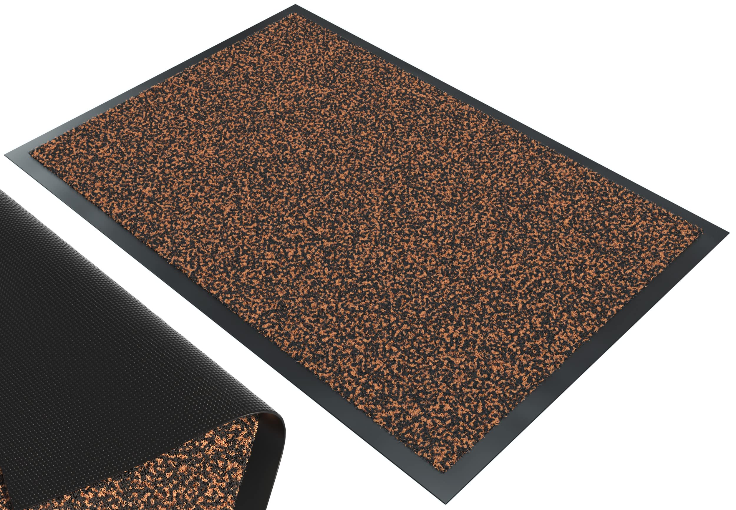 VOUNOT® Heavy Duty Barrier Mats, Door Mat Washable, Non Slip Rubber Mat, Floor Mats Kitchen Rugs, Brown-Black, 60x90cm,4816195485719