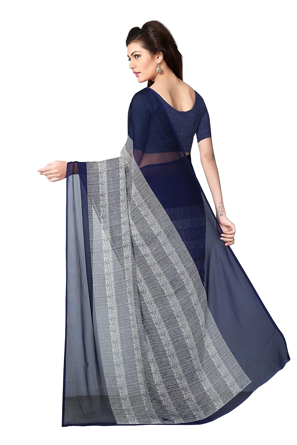 oomph! women's chiffon saree with blouse piece