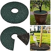 2pcs Double Side Rubber Tree Mulch Ring, 12In Heavy Duty Recycled Rubber Mulch Mat Natural Look Tree Root Protector Mat Reversible Round Tree Ring for Prevent Animal Dig, (Green Brown)