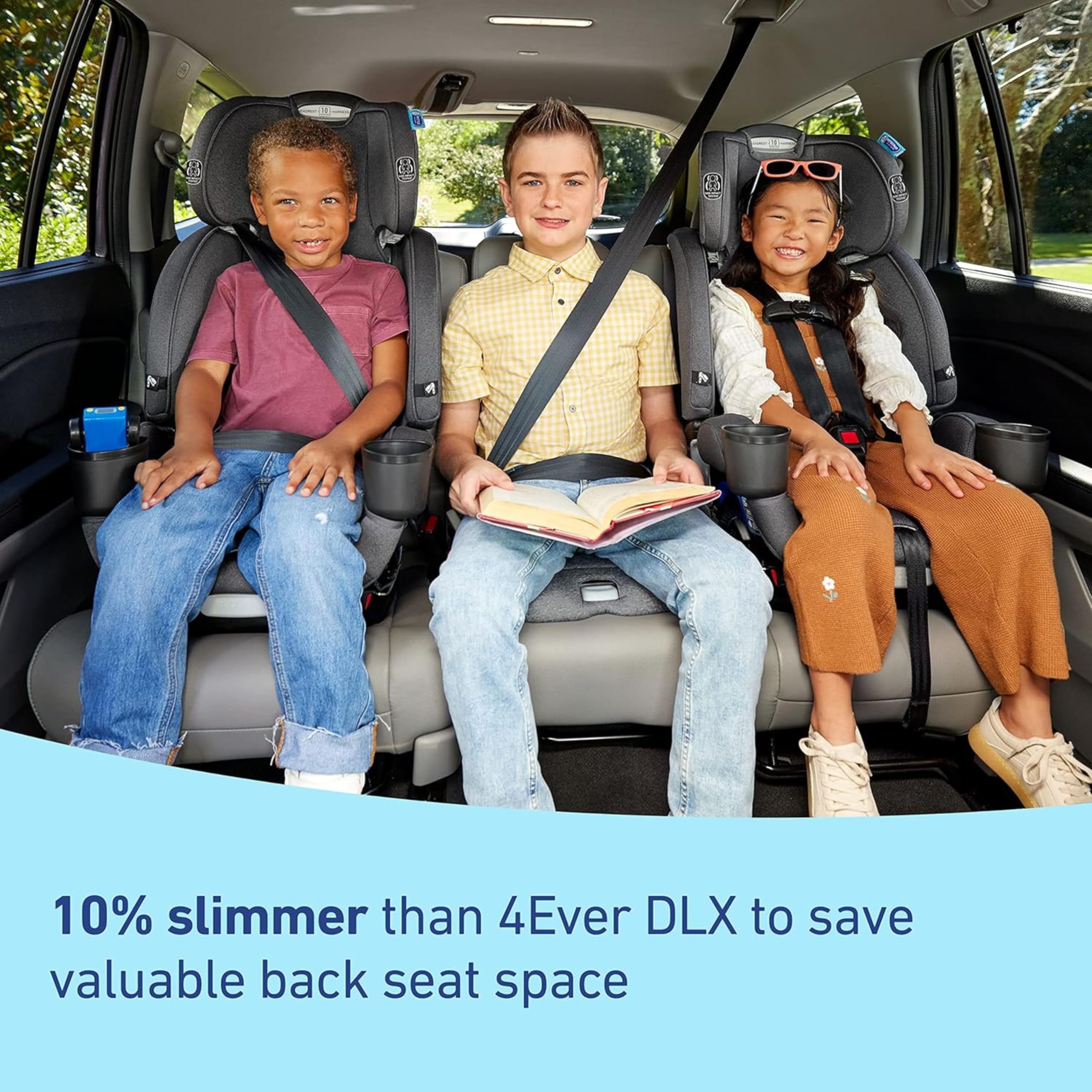 Graco 4Ever DLX Grad 5-in-1 Car Seat, Harrison Infant, Toddler, Booster, Convertible Car Seat, Features Slim Fit and Removable Seat Belt Trainer