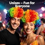 SHATCHI Afro Wig Curly Rainbow Fancy Dress Unisex 60s 70s 80s Costume view 4