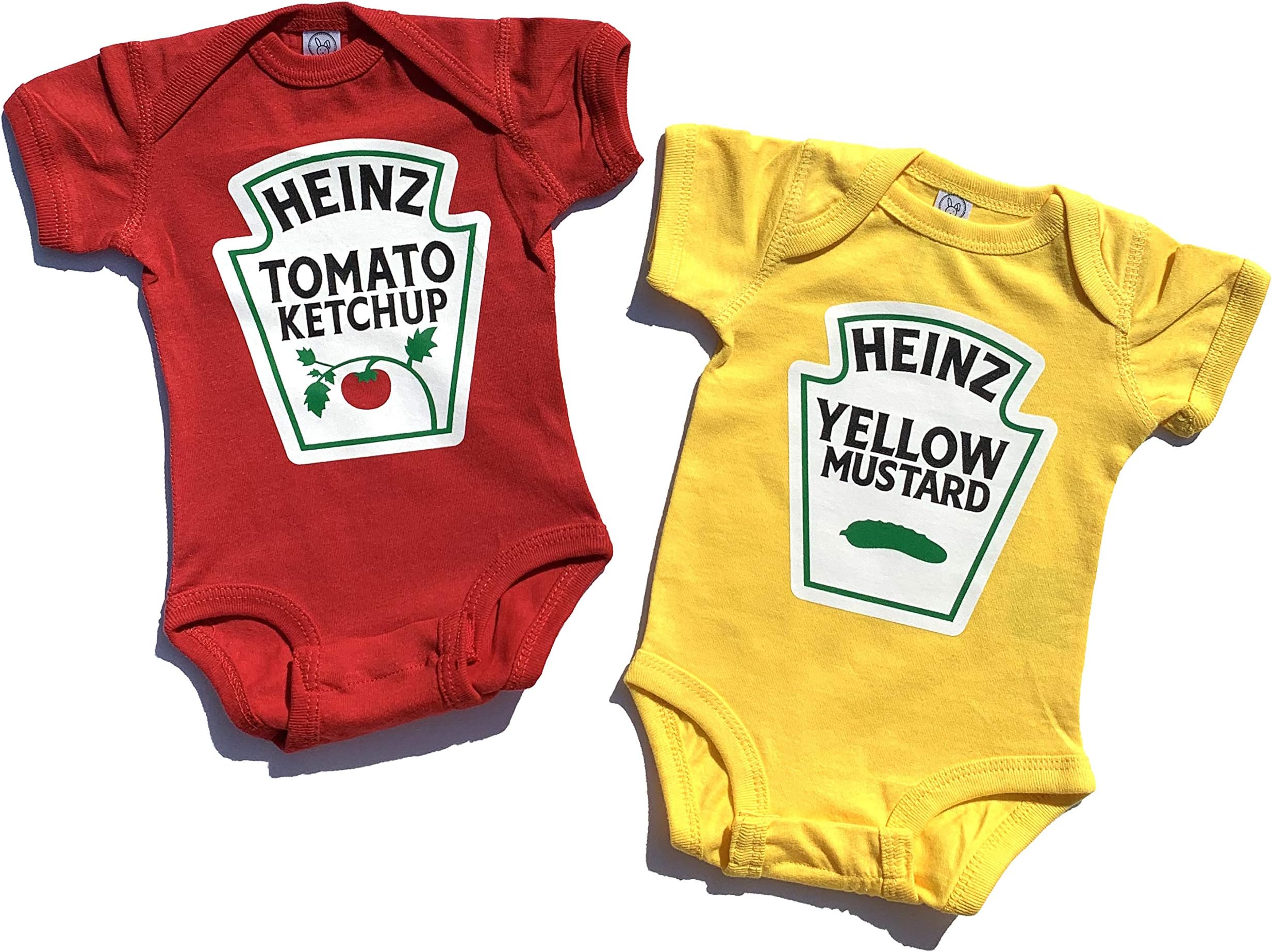Twins Outfits, Ketchup and Mustard Twin Set, Heinz Licensed Premium Bodysuits
