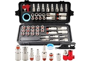 48-Piece 1/4" NPT Universal Quick Connect Air Fittings Kit | Nickel-Plated with 360° Swivel & Pre-Applied Sealant | Includes 