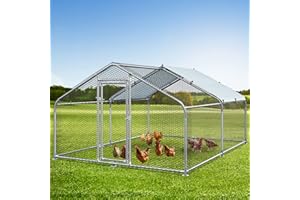 YITAHOME Large Metal Chicken Coop with Waterproof Cover, 13.12'L x 9.84'W x 6.49'H Walk-in Poultry Cage with Run, Chicken Hen Run Duck House Rabbits Cage for Outdoor Backyard Farm Use-2 Cages