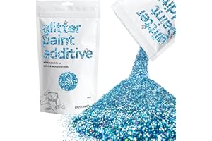 Hemway Glitter Paint Additive Crystals for Acrylic Emulsion Paint, Interior & Exterior Walls, Wood, Varnish, Matt, Gloss, Furniture 100g / 3.5oz - Fine (1/64" 0.015" 0.4mm) - Ocean Blue Holographic