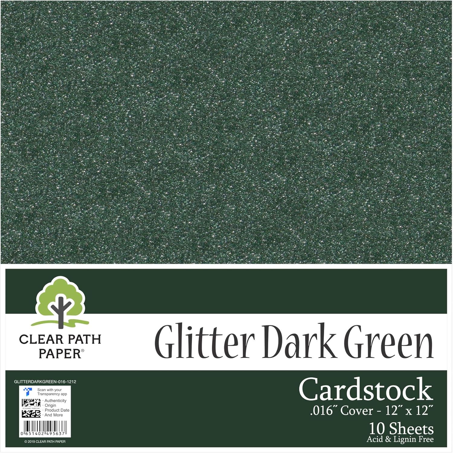 Glitter Dark Green Cardstock 12 x 12 inch .016" Thick