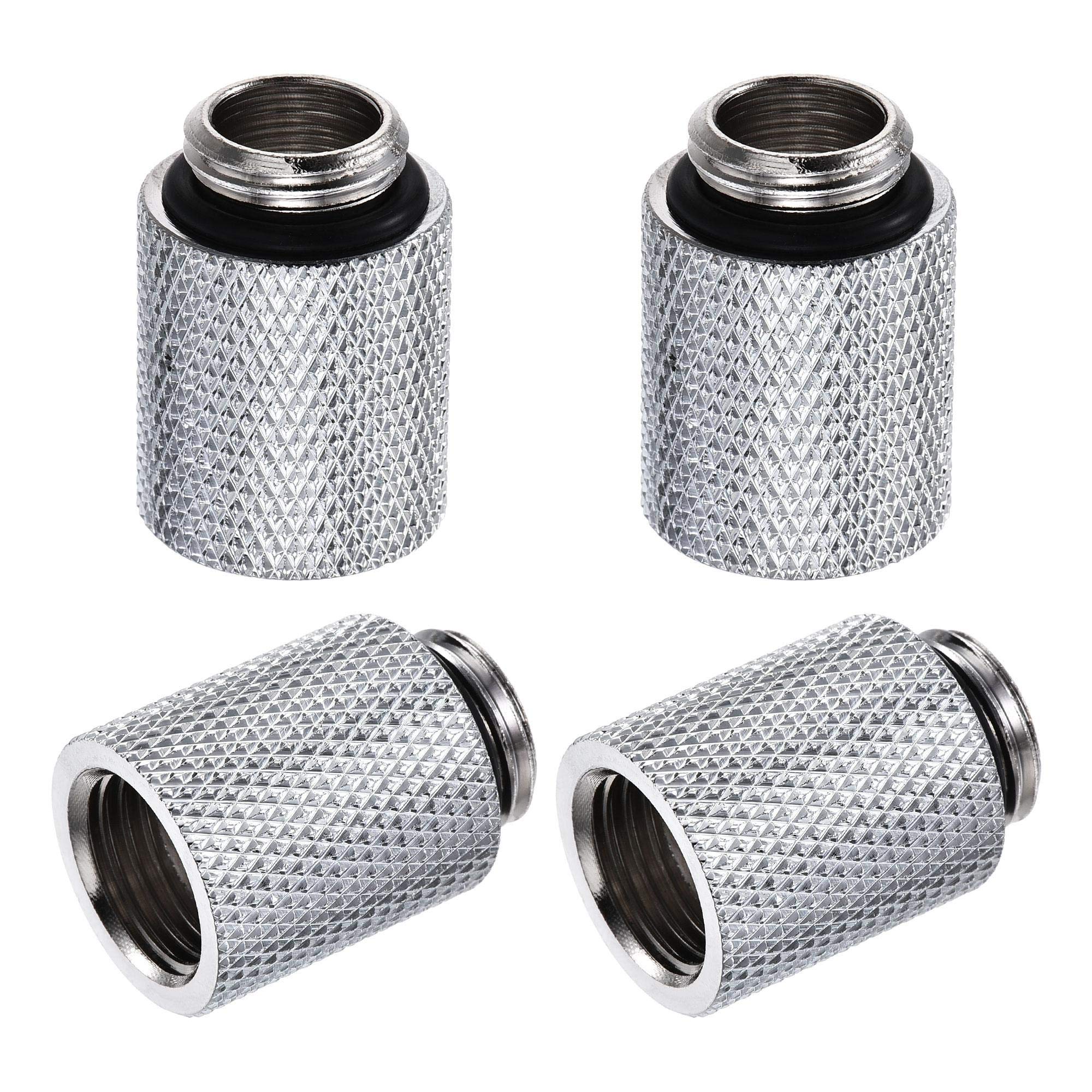 sourcing map Male to Female Extender Fitting G1/4 x 20mm for PC Water Cooling System Silver 4pcs