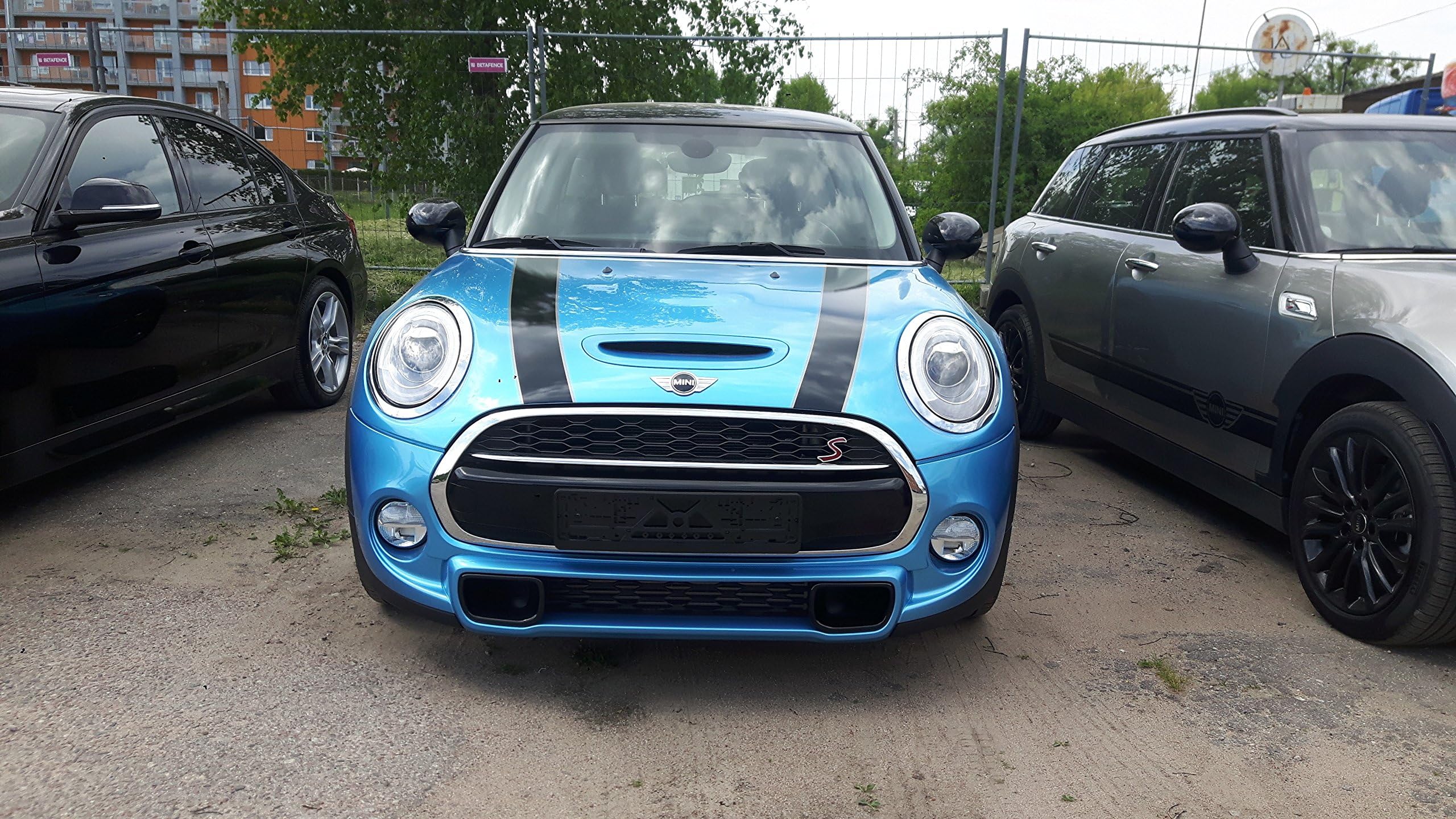 wrappshop Hood Bonnet and Trunk Stripes with Silver contour for Mini Cooper 2007-2013