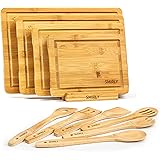 Smirly Bamboo Cutting Board Set: Wood Cutting Boards for Kitchen, Wood Cutting Board Set, Chopping Board Set, Wooden Cutting 