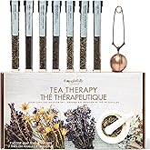 Thoughtfully Gourmet, Tea Therapy Infusion Gift Set, 7 Unique Flavors and Reusable Copper Ball Infuser, Loose Leaf Tea Set Fl