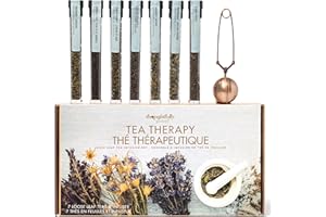 Thoughtfully Gourmet, Tea Therapy Infusion Gift Set, 7 Unique Flavors and Reusable Copper Ball Infuser, Loose Leaf Tea Set Fl