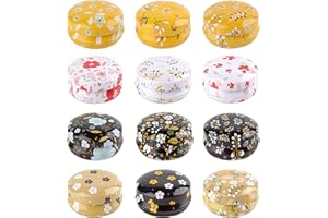 Rarapop 12 Pack Round Empty Tins Box Candle Jars, Flower Mini Travel Tin Cans, 20ml Refillable Container Bottle for Candle, Lip Balm, Salve, Eye Shadow, Powder