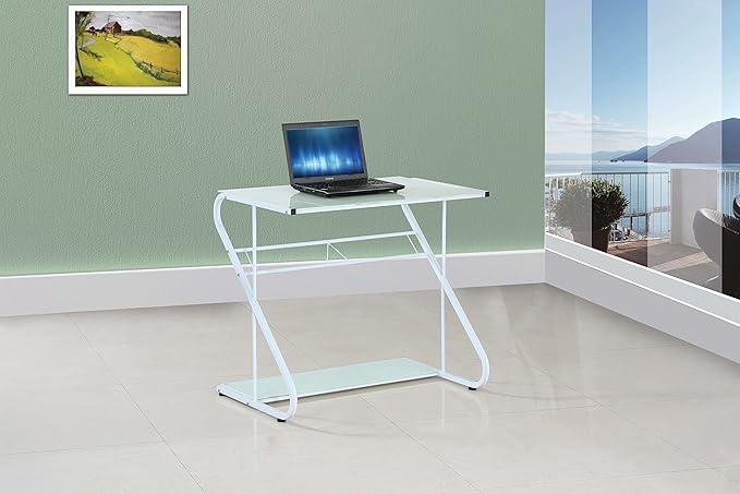 85x76,5x55 cm weiß Schreibtisch aus Metall mit Glas Platte Avanti