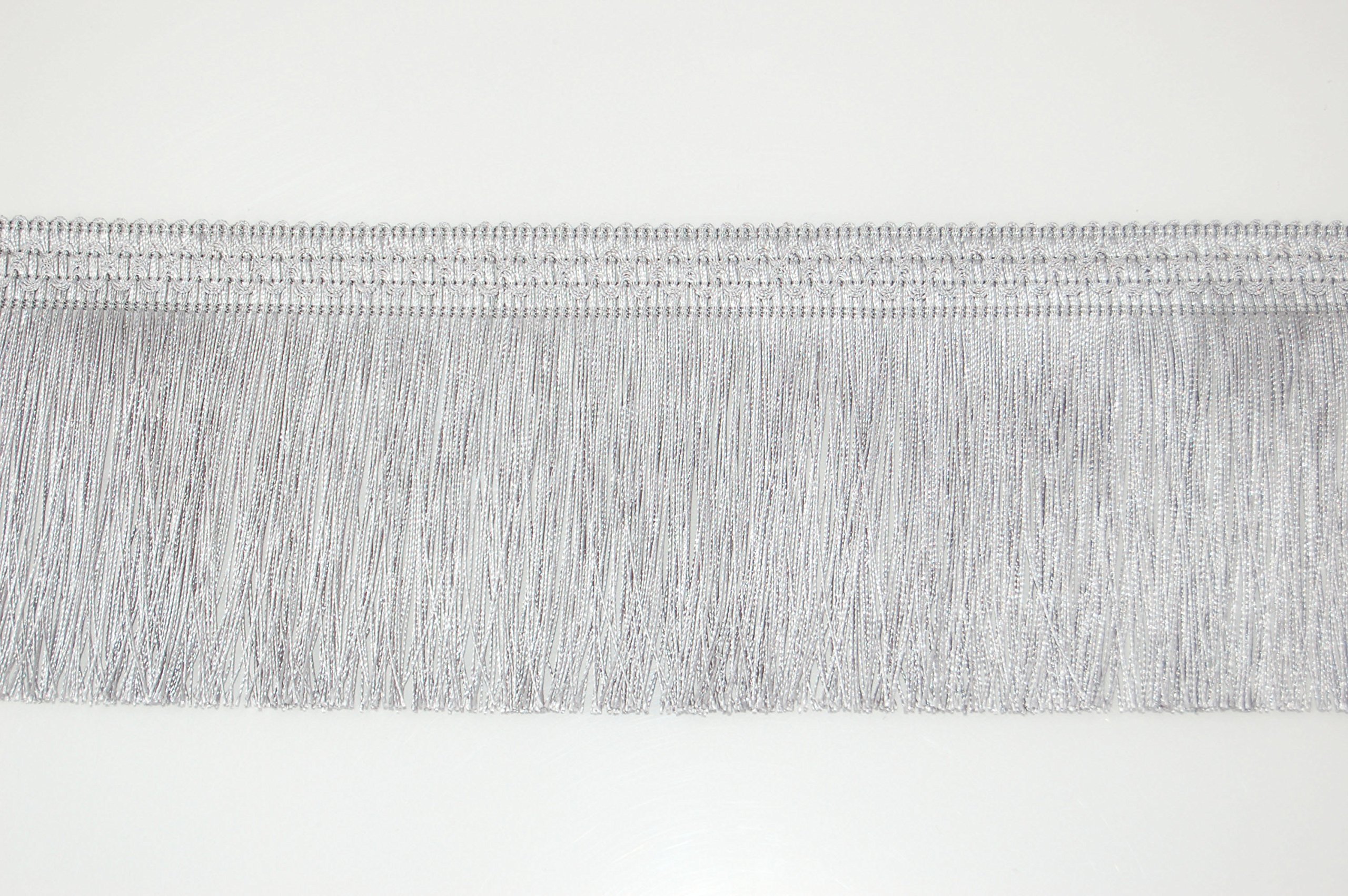 Mnj-Trimmings-4 METRE Fringe Tassel Trim 10CM Wide Available in 17 Colours (Silver)