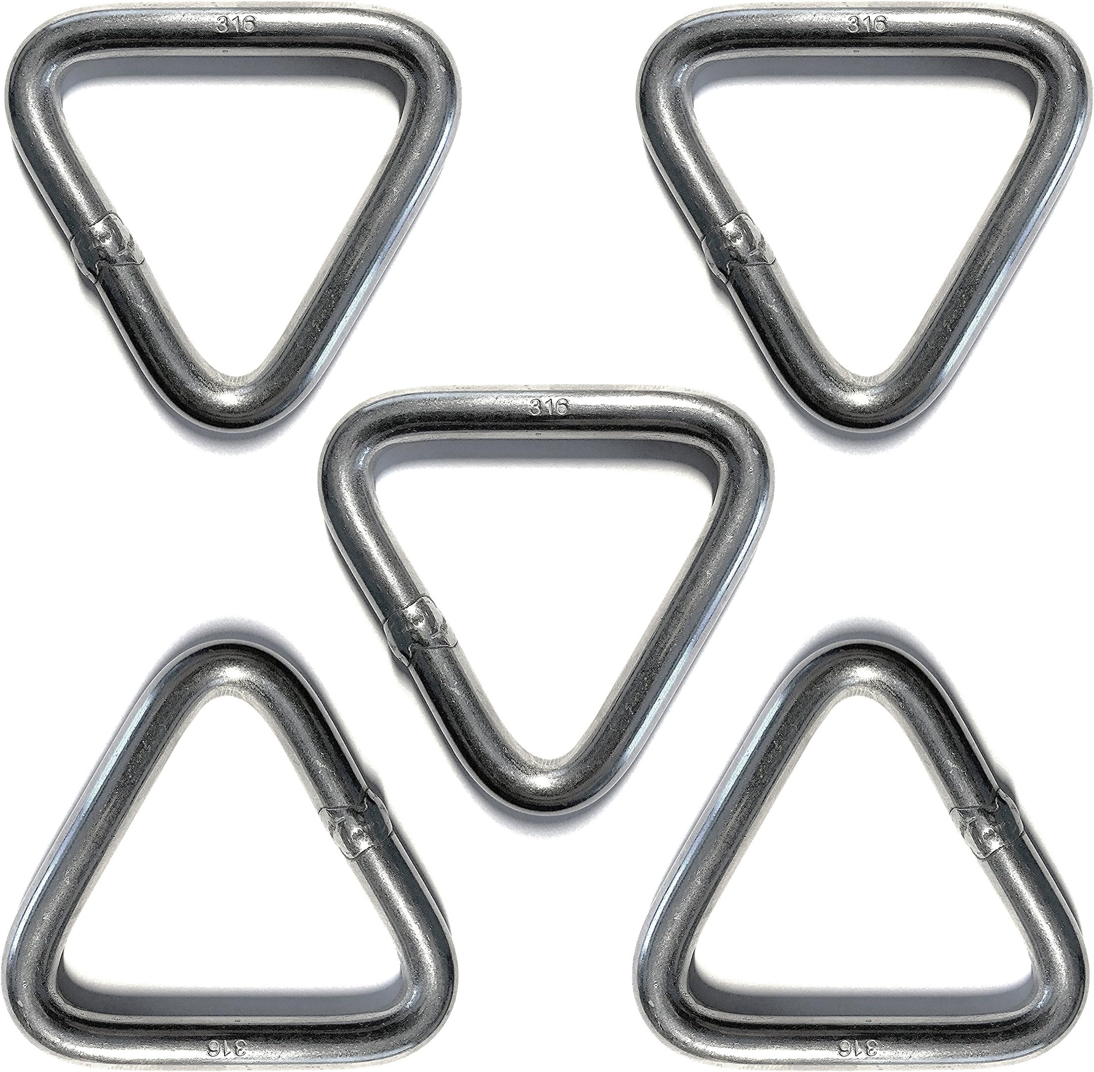 US Stainless 5 Pieces Stainless Steel 316 Triangle Ring Welded 5/16" x 2" (8mm x 50mm) Marine Grade