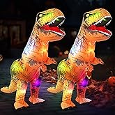 Lunmon 2 Sets Inflatable Dinosaur Costume for Adults with LED Lights, 7.2ft Blow up Dinosaur Costume Adult, For Themed Party and Halloween, Includes Fan and Battery Boxes