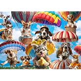 Naturelish Jigsaw Puzzles for Adults 1000 Pieces, Skydiving Dog | High-Flying Sky Parachute Adventure, Challenging Dog Lovers Puzzle for Family Game Decor, 20x27 Inches