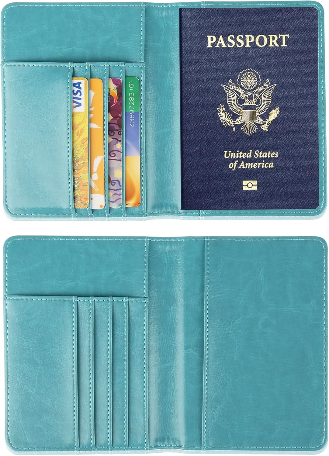 | GDTK Leather Passport Holder Cover Case RFID Blocking Travel Wallet (Sky Blue) | Passport Covers