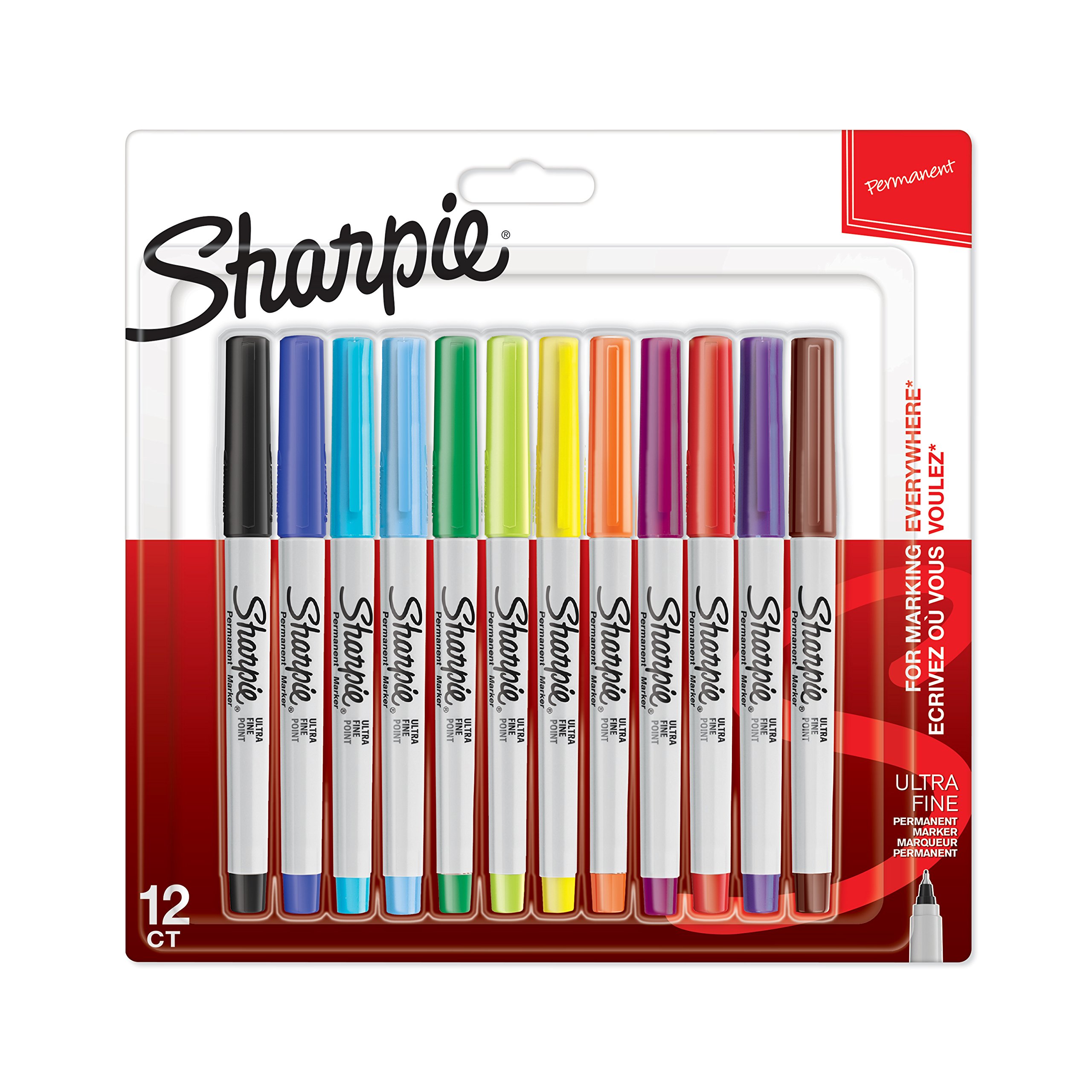 Sharpie Ultra Fine Permanent Marker - Assorted Colours (Pack of 12)