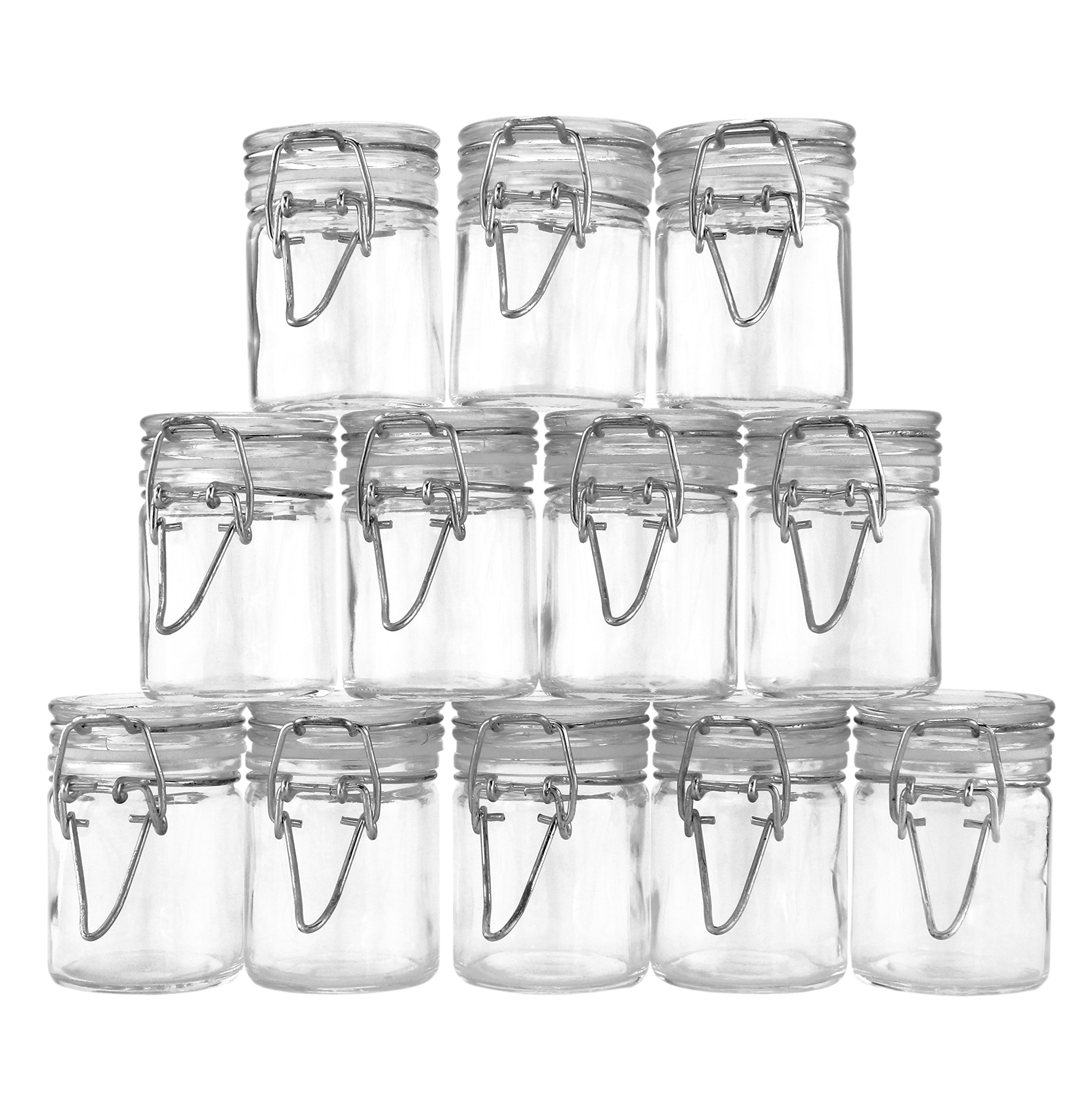 1.6Ounce Herb Storage Mini Stash Jars w/Clamp Style Rubber Gasket Seal
