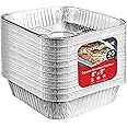 8x8 Foil Pans (20 Pack) 8 Inch Square Aluminum Pans - Foil Pans - Disposable Food Containers Great for Baking Cake, Cooking,