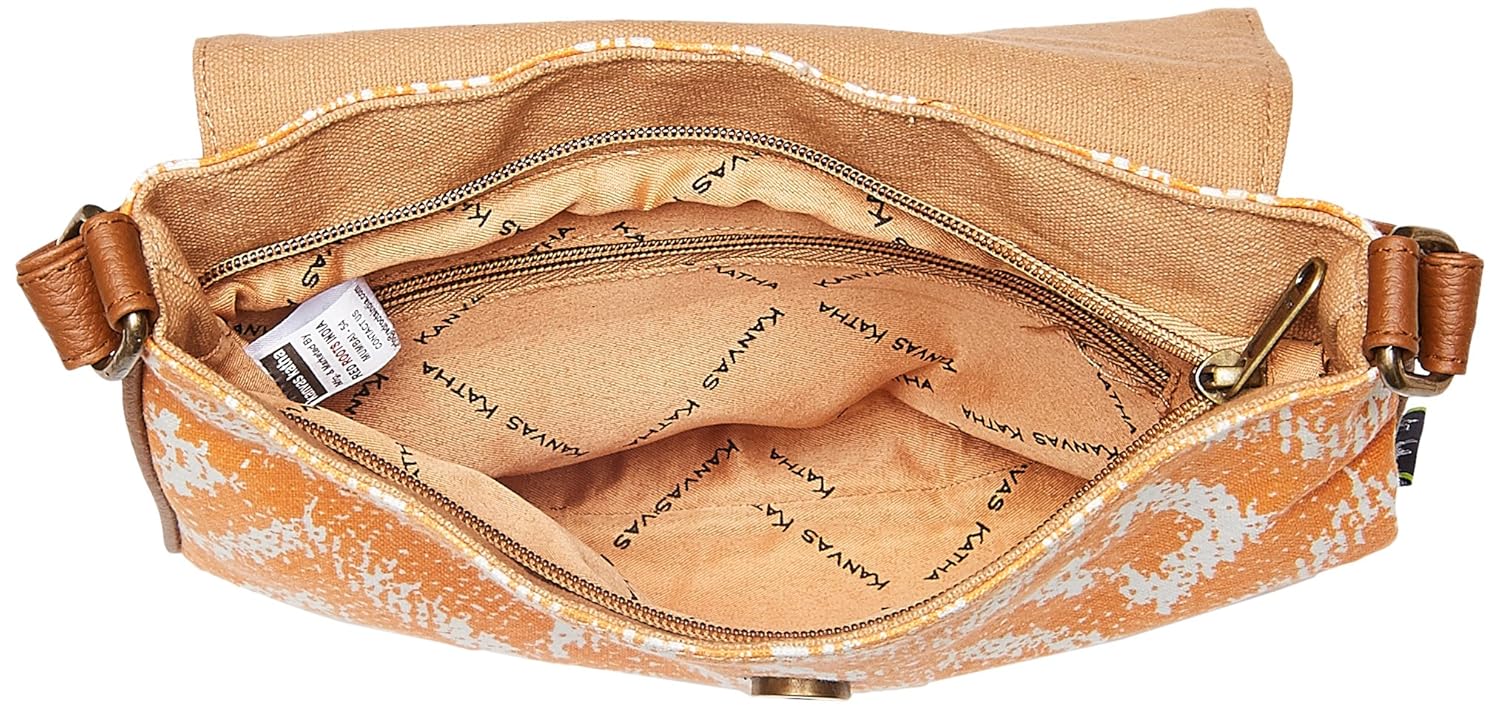 kanvas katha women's sling bag (brown) (kksnwv007)