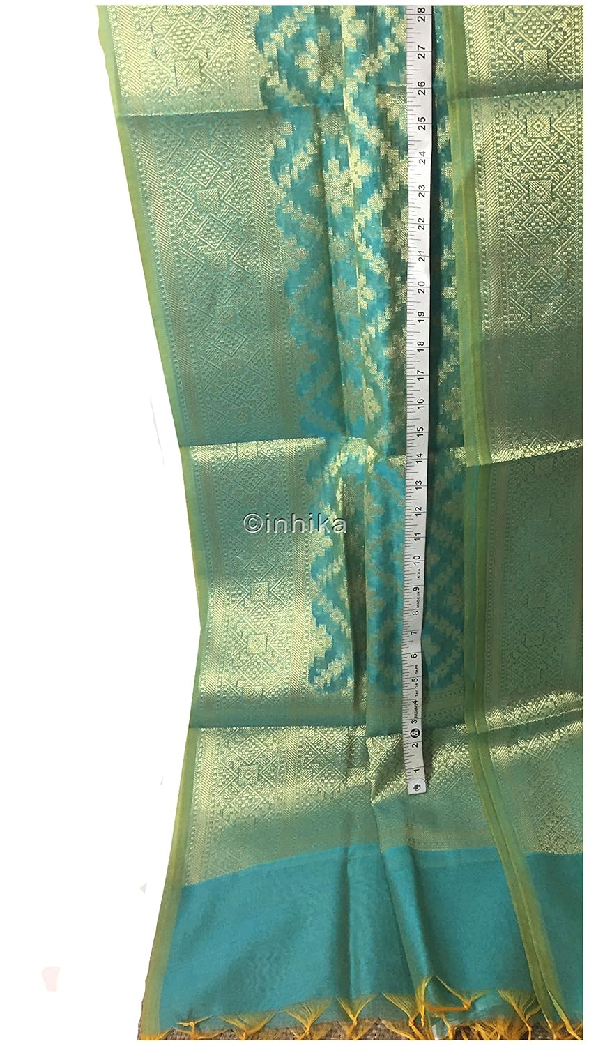 two tone banarasi silk women handloom dupatta stole gold blue peach pink yellow