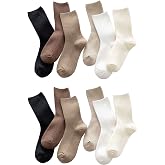 MarJunSep Womens Cute Crew Socks Neutral Cotton Slouchy Loafer Boot Dress Socks Women Girls Granola Essentials