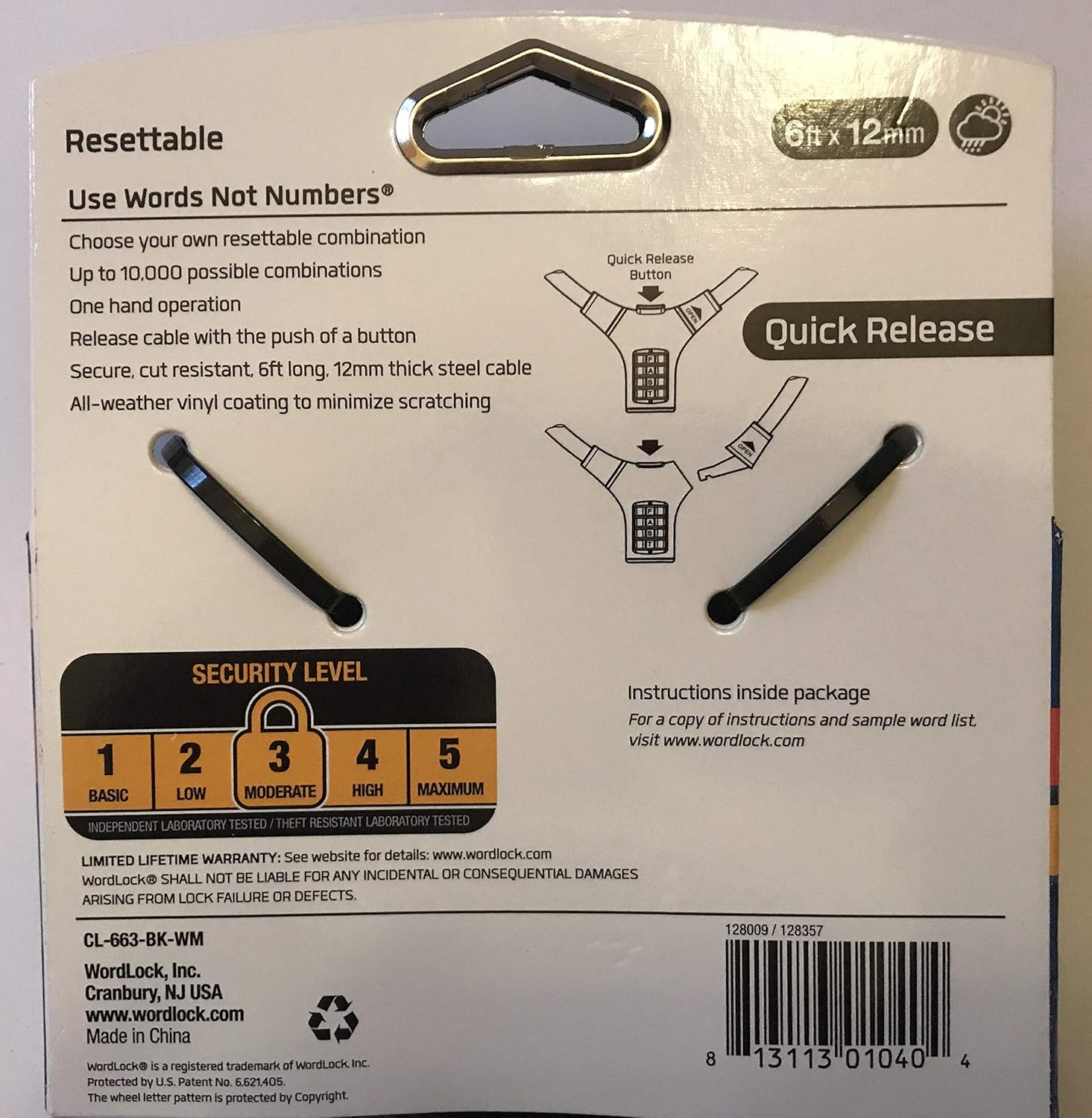 wordlock quick release bike lock