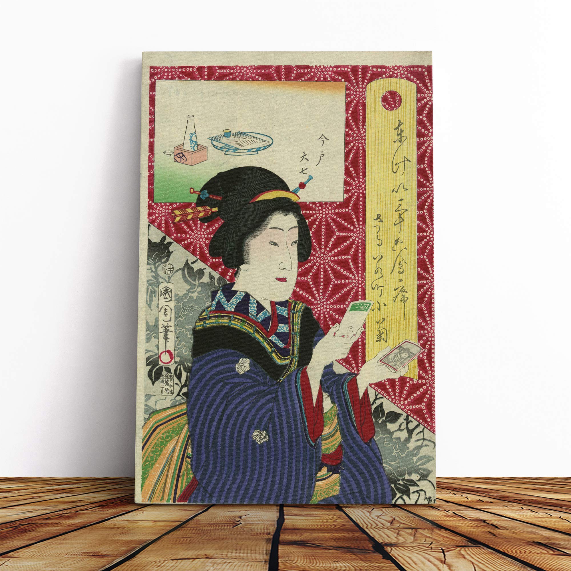 Toyohara Kunichika Japanese Oriental Vol.1 Canvas Print | Gallery Wrapped 30mm Frame Wall Art | 20x14 inches | Ready to Hang | Asian Picture | Living Room Bedroom Lounge Office
