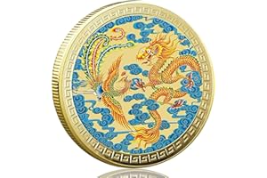 LZWIN Chinese Dragon and Phoenix Lucky Coin Lottery Scratcher Feng Shui Decor Good Luck Charm Bring Good Fortune