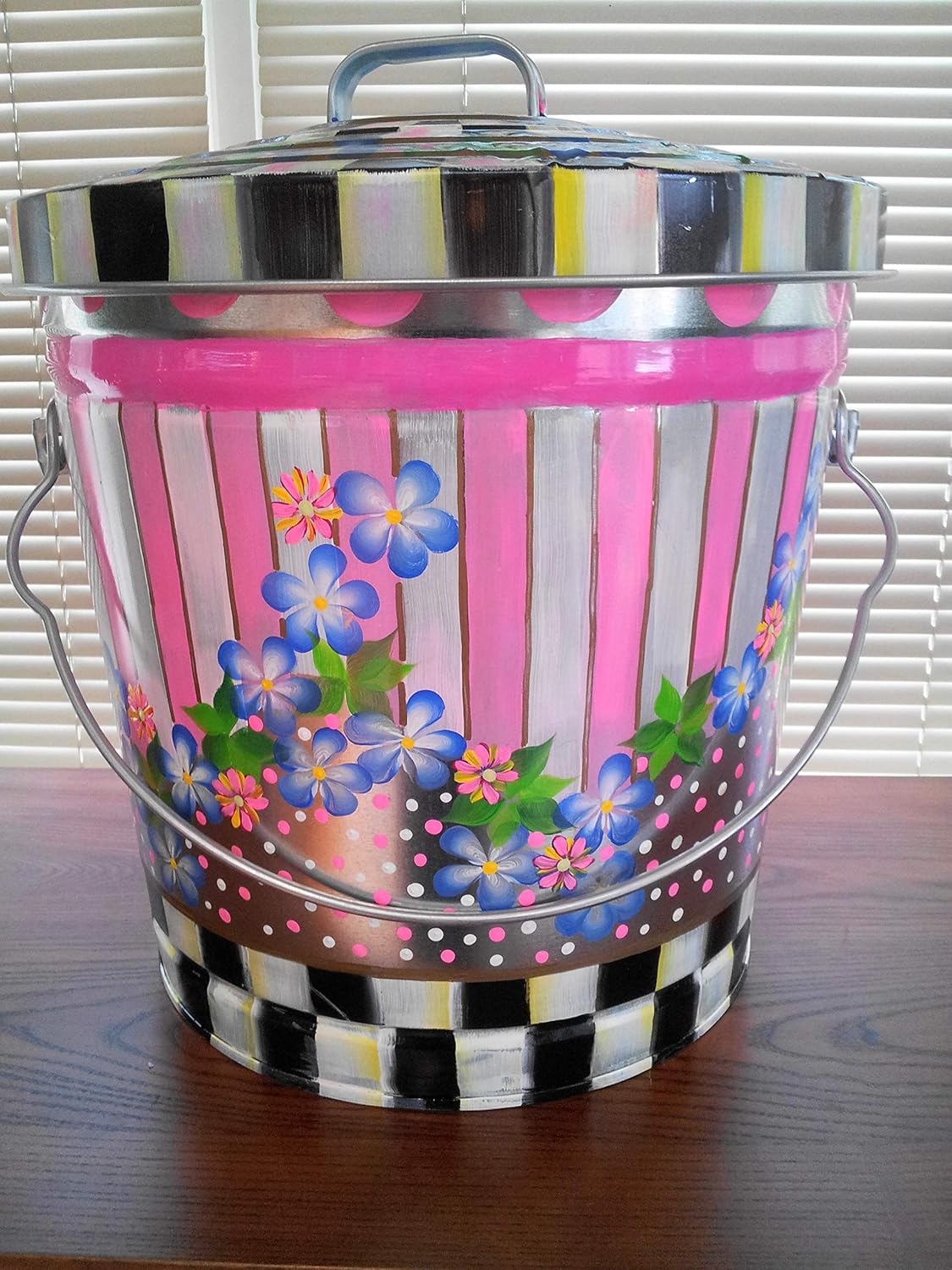 10 Gallon Hand Painted Decorative Trash Can