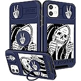 Funermei (2in1 for iPhone 11 Case for Women Cute Skull Skeleton Phone Cover Teen Boys Girls Funny Gothic Spooky Scary Horror Fun Design with Camera Cover and Ring Stand Funda for Apple 11 Case