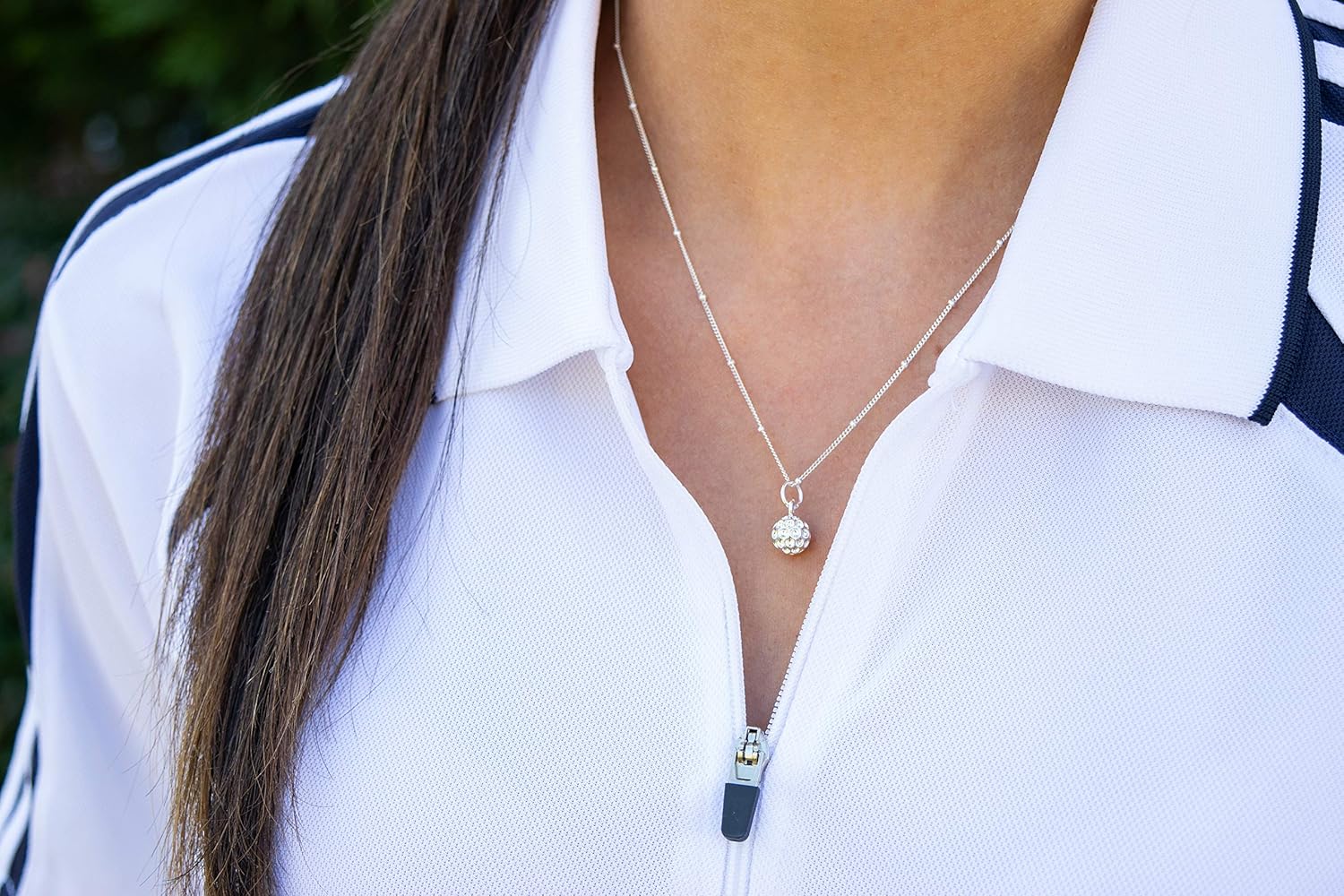 Golf Goddess Golf Ball Charm Necklace - Silver: Clothing