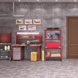 Relaxdays Heavy Duty Steel Shelving Unit Red 147.5x75.5x30.5cm 160kg Garage view 5