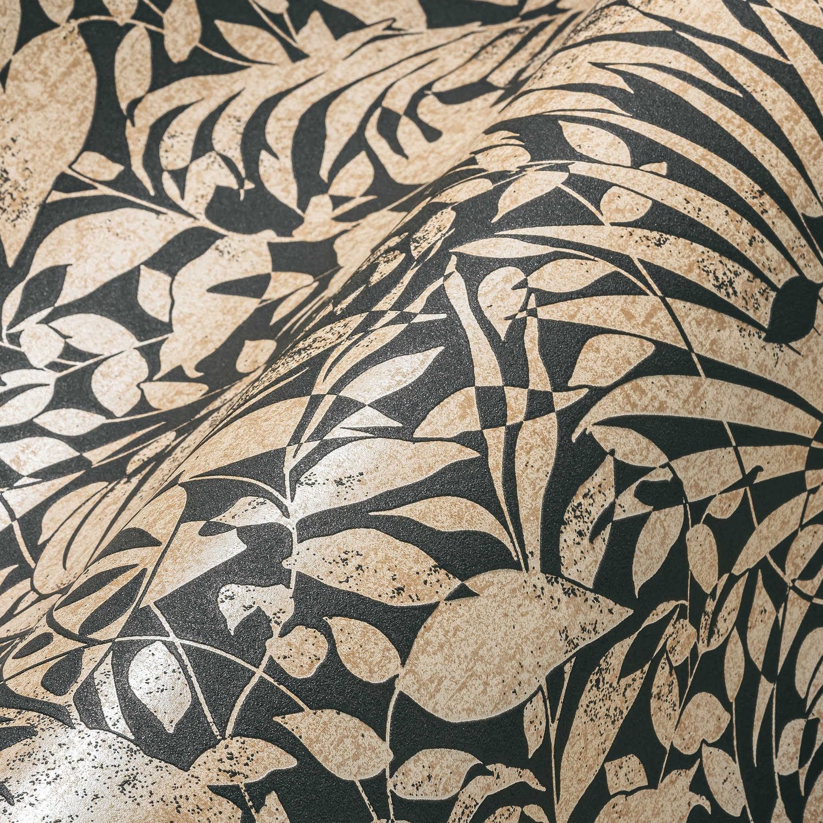 A.S. Création The Bos 388313 Non-Woven Wallpaper 10.05 m x 0.53 m Floral Gold Black Plants Made in Germany