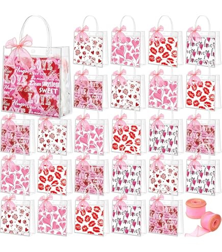 Ohuimrt 50 PCS Clear Plastic Gift AIS1 Bags With Handles - View #6