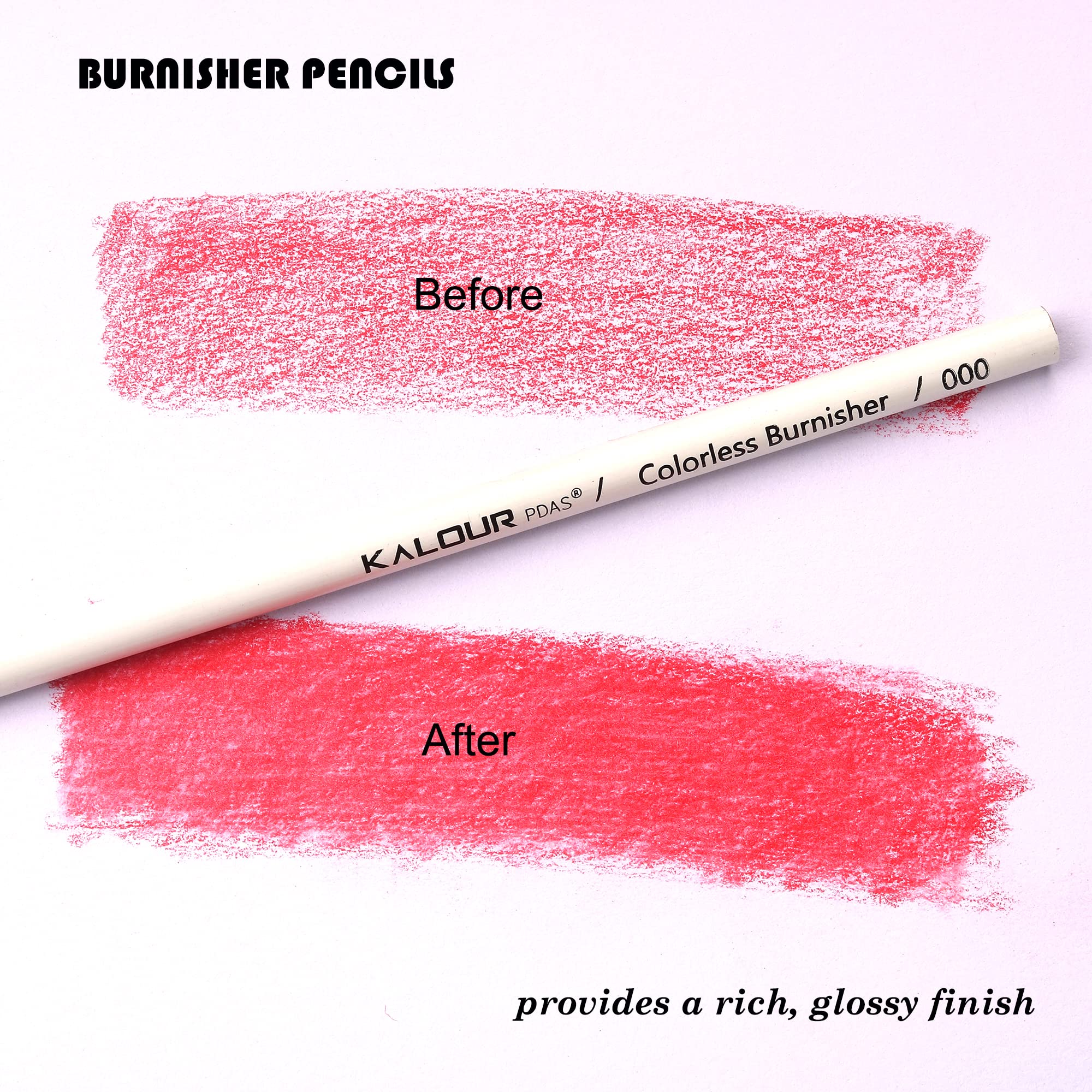 KALOUR Colorless Blender and Burnisher Pencils Set,Non-pigmented, Wax Based Pencil,perfect for Blending Softening Edges,ideal for Colored Pencils,Art Supplies for Artists Beginners(6 Pencils Total)