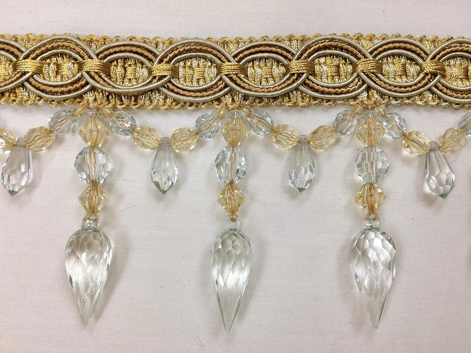 4" Crystal Beaded Tassel Fringe Trim by The Yard TF32/403